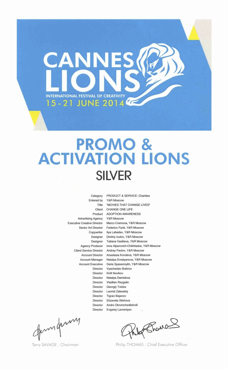 Movies That Change Lives — Silver
